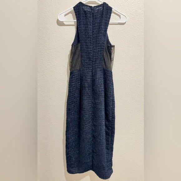 NWT Revolve brand X by NBD Metallic Navy Blue Lace‎ High Neck Dress - Picture 2 of 5